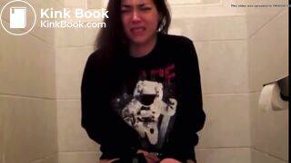 Pooping girl on toilet