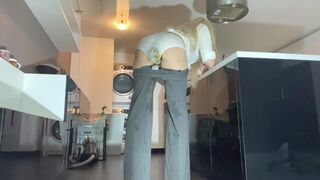 panty poop in business clothes