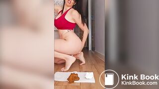 Spanish girl strips quickly then shits in the Missiona