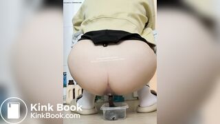 The anus squeezes out stool