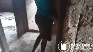 AFRICAN LADY POOPING IN AN ABANDONED HOUSE