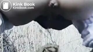 Cute Japanese female student defecates in the wildernes