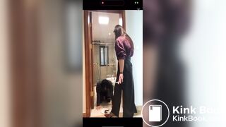 Amateur Femdom - Toilet Slave Finishing his meal