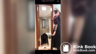 Amateur Femdom - Toilet Slave Finishing his meal