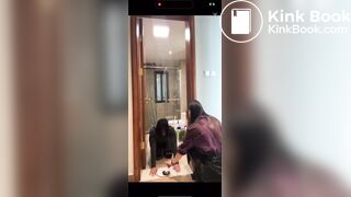 Amateur Femdom - Toilet Slave Finishing his meal