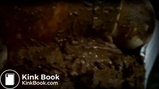 Big poop in white panties under black skirt