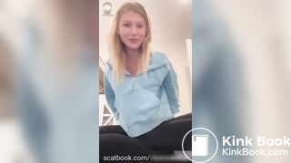 Blonde Hottie Pissing And Shitting In Open Diaper