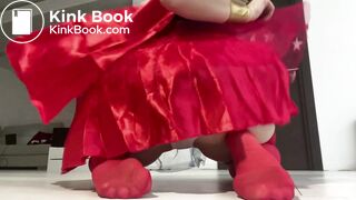 Huge shit and masturbation in super girl outfit