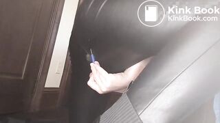 Massive shit in tight leather leggings - video 2