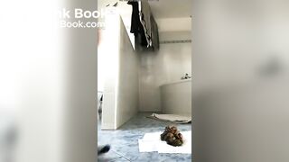 Cute teen girl shitting on floor