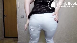 Mature woman mess after pooping in pants