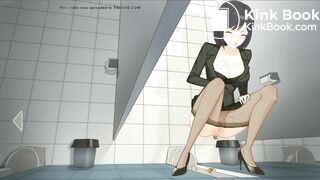 Japanese School Anime girl pooping - 绿川沙希