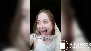 A beautiful girl's sexy tongue and saliva