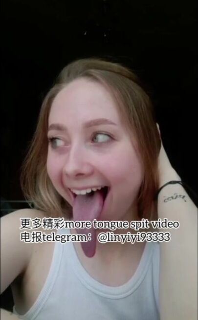 A beautiful girl's sexy tongue and saliva