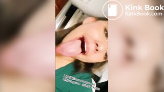 A beautiful girl's sexy tongue and saliva 2