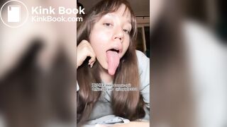 A beautiful girl's sexy tongue and saliva 3