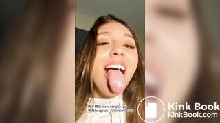 A beautiful girl's sexy tongue and saliva 5