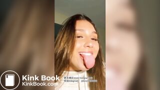 A beautiful girl's sexy tongue and saliva 5