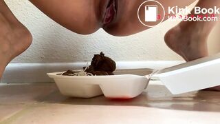 Hot girl shitting on asian food