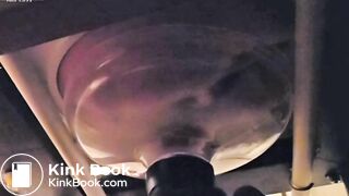 Wife feeds toilet her hard shit through a funnel