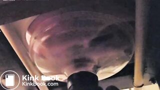 Wife feeds toilet her hard shit through a funnel