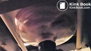 Wife feeds toilet her hard shit through a funnel