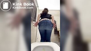 Mistress pooping on toilet