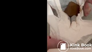 She take off her filled poopy diaper