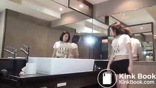 ASIAN DOES ENEMA ON SINK