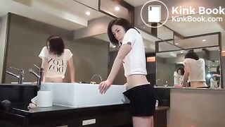 ASIAN DOES ENEMA ON SINK