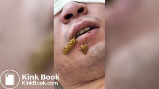 Toilet slave struggle to chew and swallow shit