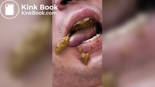 Toilet slave struggle to chew and swallow shit