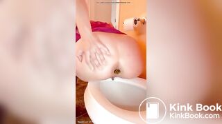 Pretty girl pooping on toilet - video 7