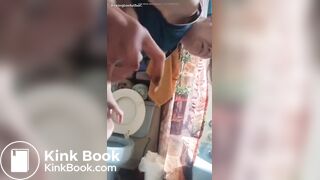 Disgusting crackhead Jasmine crams shit in her puss