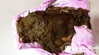 Big poop in pink panties and sexy black outfit