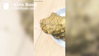 The girl excretes feces and saliva.