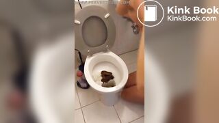 Head in toilet scat eating