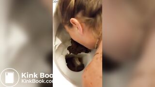 Head in toilet scat eating