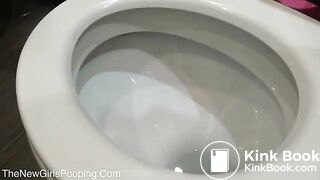 Sarah pooping on toilet