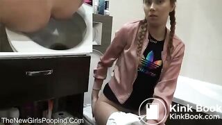 Sarah pooping on toilet