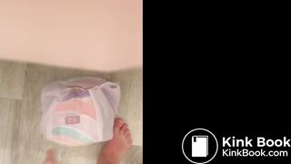 She take off her filled shity pull ups 1