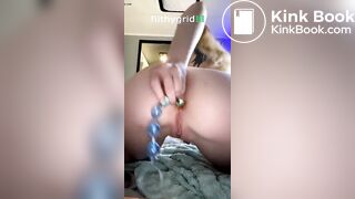 Hot girl plays dirty with anal beads