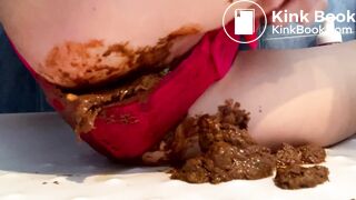 Panty poop and masturbation in red costume