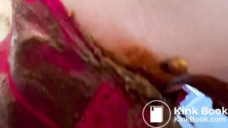 Panty poop and masturbation in red costume