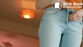 longhaired chick messes her jeans