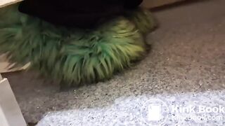 Women pooping in a public toilet