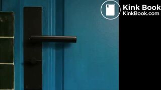 Sexy waitress desperate poop in job toilet