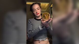 Girl shits in glass n tease
