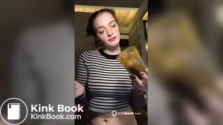 Girl shits in glass n tease