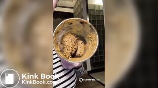 Girl shits in glass n tease